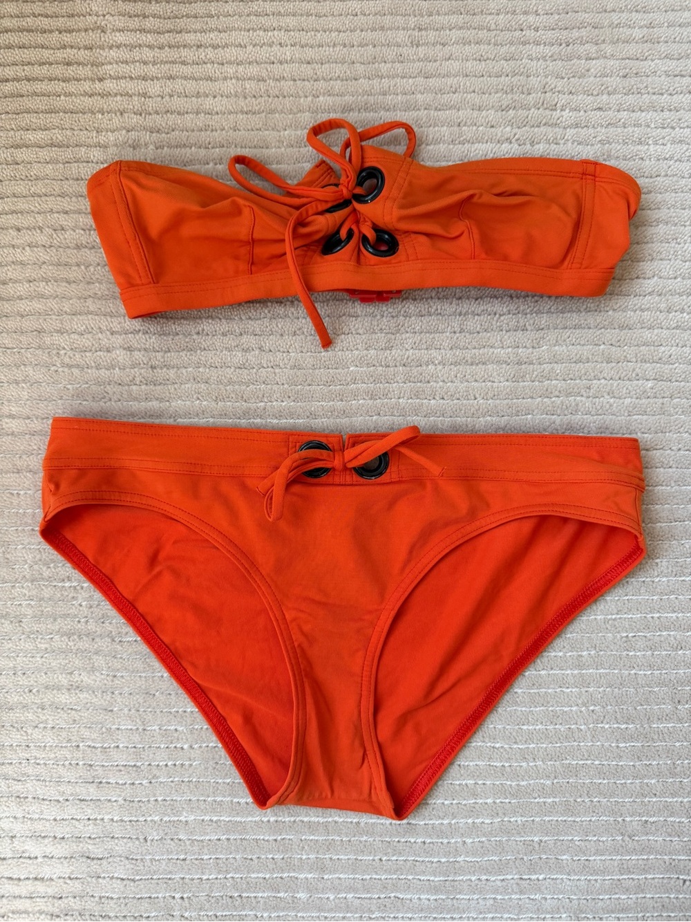 Eres Orange Lace-Up Bandeau Bikini Set - Women Swim